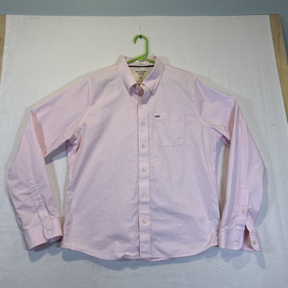 Abercrombie Mens XXL Button Down Shirt Long Sleeve Pink Muscle Fit Business